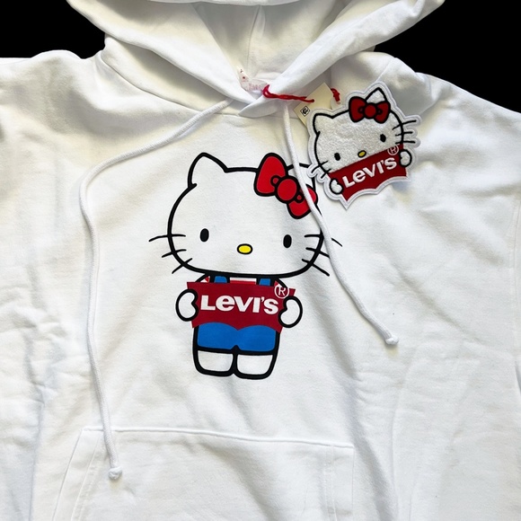 NWT LEVIS Ltd Ed UNBASIC HELLO KITTY WITH PATCH Women's Hoodie Jacket White - Picture 5 of 9